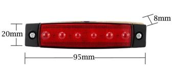 14 x 51 Lampa laterala 6 LED-uri 12v lumina rosie