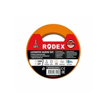 Banda de mascare auto rezistenta la temperaturi de pana la 120°C Rodex portocalie 48 mm x 40 m