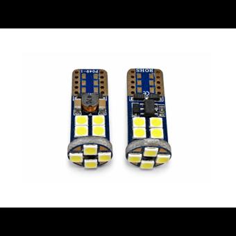 Becuri LED T10 W5W Canbus 12 LED 3030 80 lumeni 12V nonpolar lumina alba set 2 bucati Cod: JSUN05