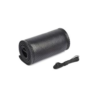 Husa volan auto 2XL 45cm piele perforata premium cu ac si ata negru Cod: LUXFST01