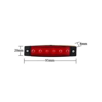 Lampa laterala 6 LED-uri 24V  lumina rosie 14x54