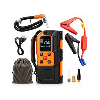 Robot pornire auto cu compresor aer digital 150 PSI 12V 120W baterie 8000 mAh Power Bank lanterna LED Cod: BK00439