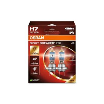 Set 2 becuri auto Osram H7 12V 55W PX26d halogen Night Breaker +220% Cod: 64210NB220-2HB