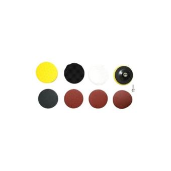 Set slefuire si polisare 125 mm Velcro cu bureti pad lana discuri abrazive si adaptor M14 9 piese  Cod: DISVF44