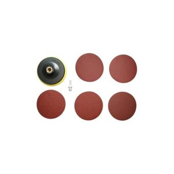 Set suport disc slefuire 125 mm Velcro cu 5 discuri abrazive P80-P240 si adaptor M14 Cod: DISVF42