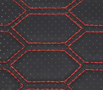 Huse auto compatibile Logan III  ACCES si ESENTIAL 2020  hexagon cu gaurele negru/cusatura rosie