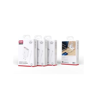 Incarcator retea 4 USB : 1USB Quick charge QC3.0 + 3USB 2.4A cu cablu  Type-C  Cod:XO-L100C