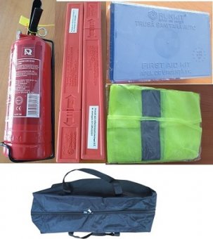 Kit auto complet Trusa auto , 2x Triunghiuri, Stingator, Vesta, Geanta