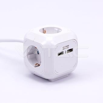 Priză 4 Circuite și Mufă USB Cubică 3G 1.55mm x 1.4m COD: 8800
