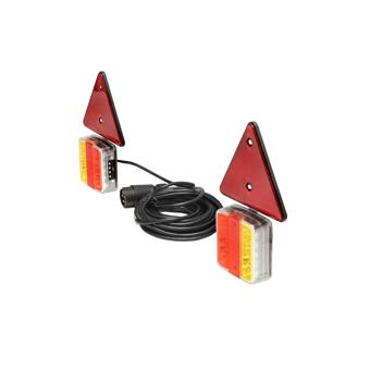 Set lampi LED magnetice cu triunghiuri reflectorizante pentru remorca, fisa 7 pini, cablu 2,5m, cablu fisa 7,5 m Cod: BK98483