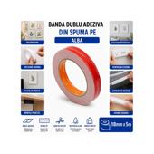 Banda dublu adeziva 18mmx5m din spuma PE alba HighPower Cod: AAA179