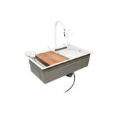 Chiuveta bucatarie otel inoxidabil cu doua baterii, functie cascada, spalator pahare, dozator sapun, scurgator, tava, tocator si accesorii scurgere incluse, 75x46x23.5cm Cod: DISPK13