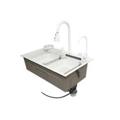 Chiuveta bucatarie otel inoxidabil cu doua baterii, functie cascada, spalator pahare, dozator sapun, scurgator, tava, tocator si accesorii scurgere incluse, 75x46x23.5cm Cod: DISPK13