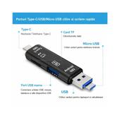 Cititor carduri memorie 5in1 USB Type C Micro USB OTG universal