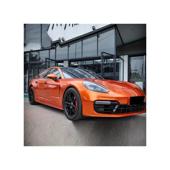 Folie auto PET Premium portocaliu liquid metal pentru colantare caroserie cu tehnologie anti-bule 18m x 1.52m Cod: SP1087V