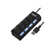 Hub USB multiplu 4 porturi USB 2.0 High Speed cu intrerupator LED si alimentare DC
