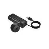 Hub USB multiplu 4 porturi USB 2.0 High Speed cu intrerupator LED si alimentare DC