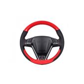 Husa volan auto cu ac si ata piele perforata rosu si carbon cusatura rosie Premium marime M 38 cm Cod: LUXFST02