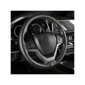 Husa volan auto 2XL 45cm piele perforata premium cu ac si ata negru Cod: LUXFST01
