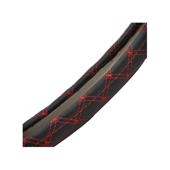 Husa volan imitatie piele marime M negru cu cusatura rosie Cod: C203