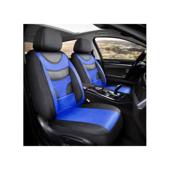 Huse Auto Universale 11 Piese fractionate Negru cu Albastru Compatibile Scaune Fata si Spate Cod: HNG1321-4