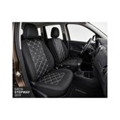 Huse scaune auto compatibile Dacia Sandero Stepway II 2019-> spatar bancheta fractionat Premium Imitatie Piele Romb