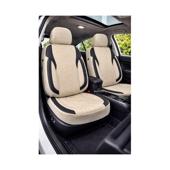 Huse scaune auto universale Premium fractionate fata spate bej cu negru compatibile dimensiuni standard Cod: HNG1101-3