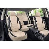 Huse scaune auto universale Premium fractionate fata spate bej cu negru compatibile dimensiuni standard Cod: HNG1101-3