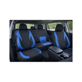 Huse scaune auto universale Premium fractionate fata spate negre cu albastru compatibile dimensiuni standard Cod: HNG1101-2