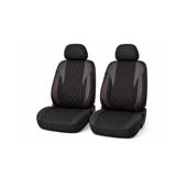 Huse auto universale Premium fractionate fata spate negre cu cusaturi rosii compatibile dimensiuni standard Cod: HNG1101-4