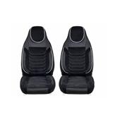 Huse auto universale fractionate Premium cu tetiera fata incorporata negru cu cusatura alba Cod: HNG-C509-1