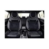 Huse auto universale fractionate Premium cu tetiera fata incorporata negru cu cusatura alba Cod: HNG-C509-1