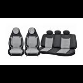 Huse scaune auto universale fractionate Premium cu tetiera fata incorporata negru cu gri Cod: HNG-C509-2