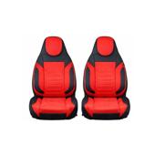Huse scaune auto universale fractionate Premium cu tetiera fata incorporata negru cu rosu  Cod: HNG-C509-3