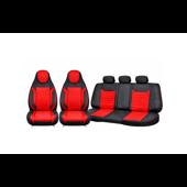 Huse scaune auto universale fractionate Premium cu tetiera fata incorporata negru cu rosu  Cod: HNG-C509-3