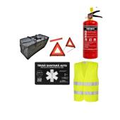 Kit siguranta auto complet trusa cutie neagra ART omologata RAR 2 triunghiuri vesta geanta stingator cu manometru