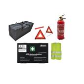 Kit siguranta auto complet trusa cutie neagra Kalff  2 triunghiuri vesta geanta  stingator cu manometru  Runkit