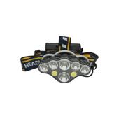 Lanterna frontala de cap cu 8 LED-uri, 3 moduri iluminare, baterie 2200mAh reincarcabila USB Crownman Cod: DISUF01
