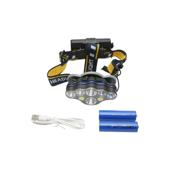 Lanterna frontala de cap cu 8 LED-uri, 3 moduri iluminare, baterie 2200mAh reincarcabila USB Crownman Cod: DISUF01