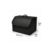 Organizator portbagaj auto Premium din piele ecologica negru cu cusatura neagra 40x30x30 cm Cod: RAZ453