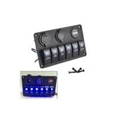 Panou cu voltmetru, USB, priză 12V și 6 întrerupătoare Cod: SP10