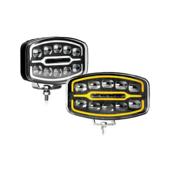 Proiector LED auto 2 faze cu DRL alb si portocaliu 12V 24V 55W omologare E9 Cod: 202507