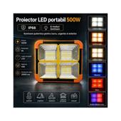 Proiector LED portabil 500W solar 3W baterie 12000mAh 6 moduri USB Power Bank IP66 Cod: BK00158