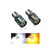 Set 2 becuri o faza T.V. BA15S 84SMD Canbus 12V-24V nonpolar Lumina galbena 1000 lumen 25W Cod: HH001