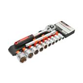 Set chei tubulare 12 piese 10-24 mm cu clichet 3/8 inch si prelungitor 150 mm Breckner Germany Cod: BK92499