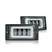 Set proiectoareLED auto 15W cu angel eyes DRL alb sau galben 12V 24V Cod: HH-LD4