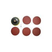 Set suport disc slefuire 125 mm Velcro cu 5 discuri abrazive P80-P240 si adaptor M14 Cod: DISVF42