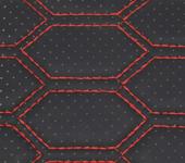 Huse auto compatibile Logan III  ACCES si ESENTIAL 2020  hexagon cu gaurele negru/cusatura rosie