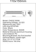 Proiector LED 12/24V CH032 300W Lumina COMBO curbat