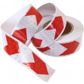 Rola banda reflectorizanta alba cu sageata rosie 07R/W 10cm x 25m